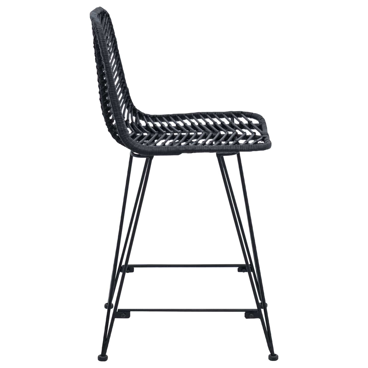 Barstol 2 stk. Sort 44,5 x 54,5 x 97,5 cm Rattan og Jern