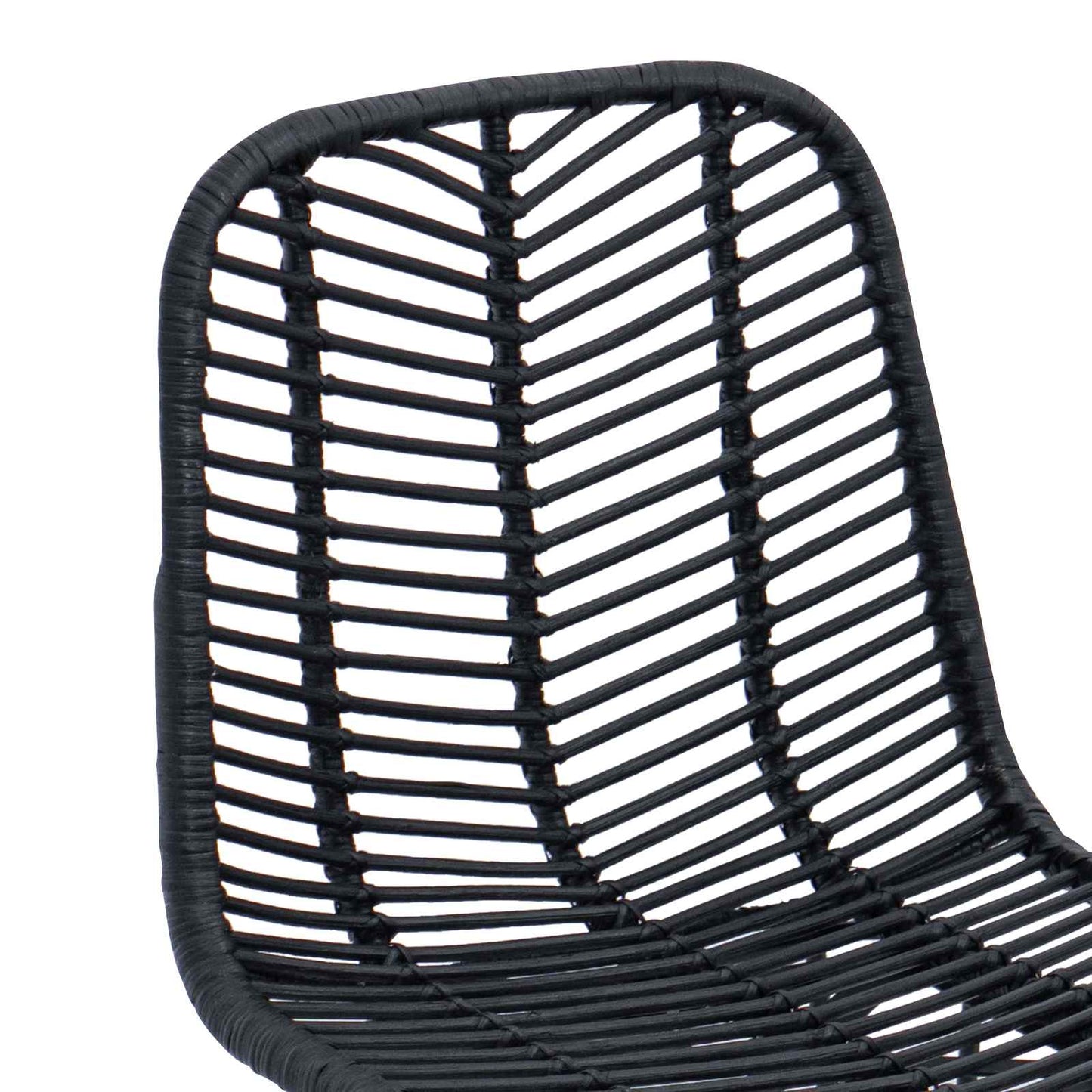 Barstol 2 stk. Sort 44 x 53 x 111 cm Rattan og Jern