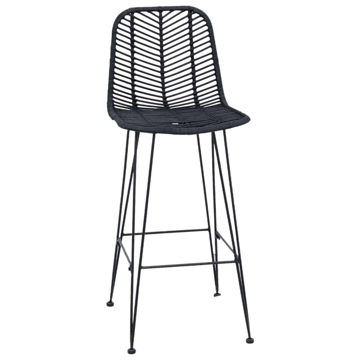 Barstol 2 stk. Sort 44 x 53 x 111 cm Rattan og Jern
