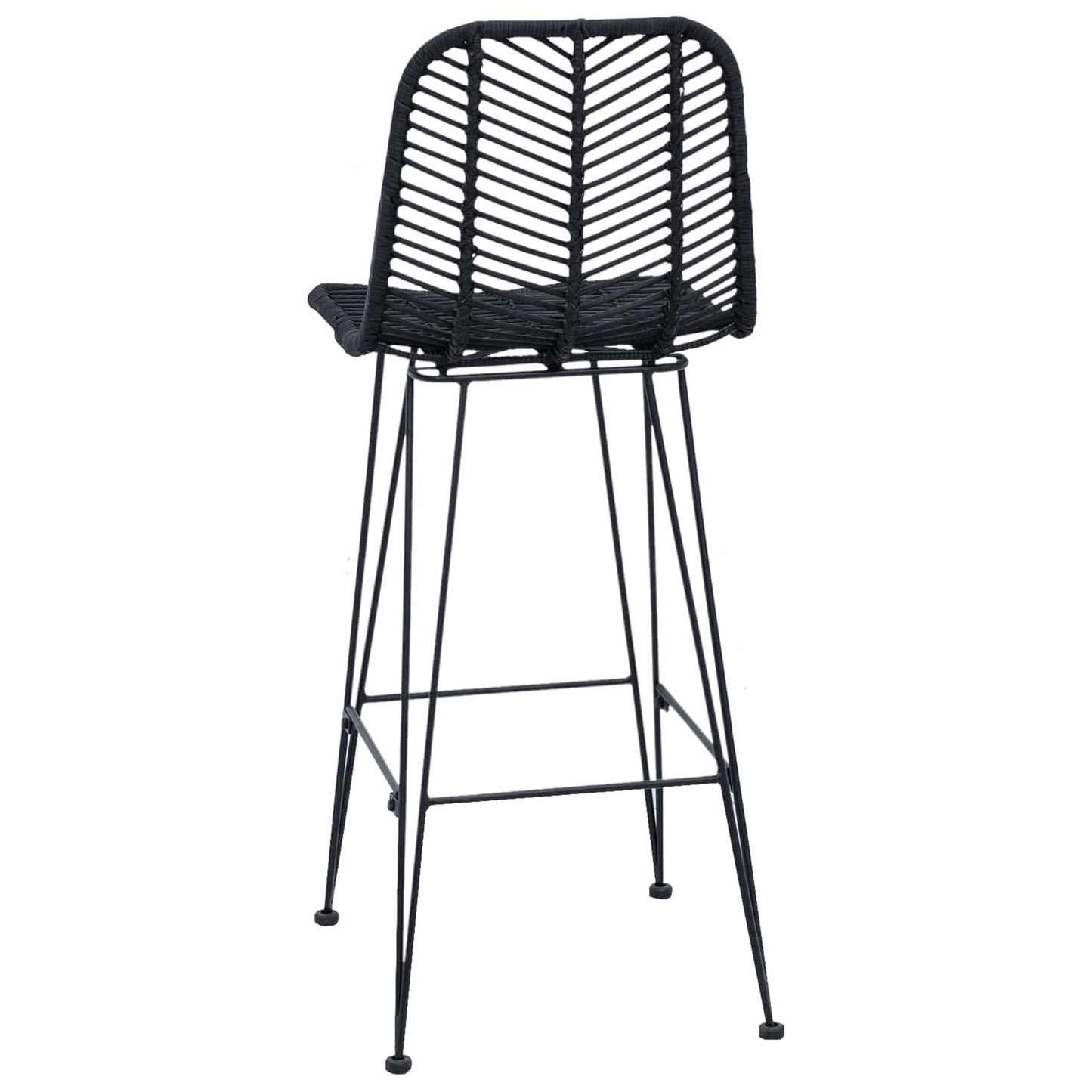 Barstol 2 stk. Sort 44 x 53 x 111 cm Rattan og Jern