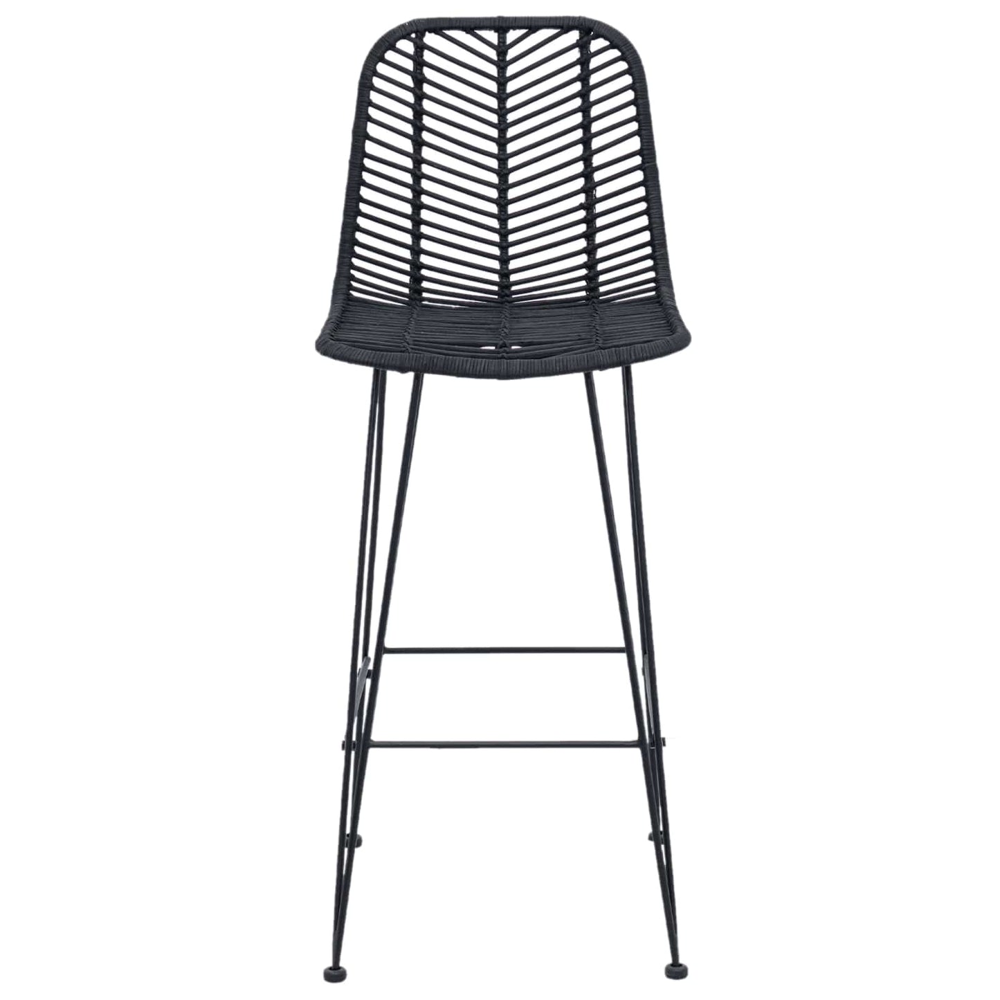 Barstol 2 stk. Sort 44 x 53 x 111 cm Rattan og Jern