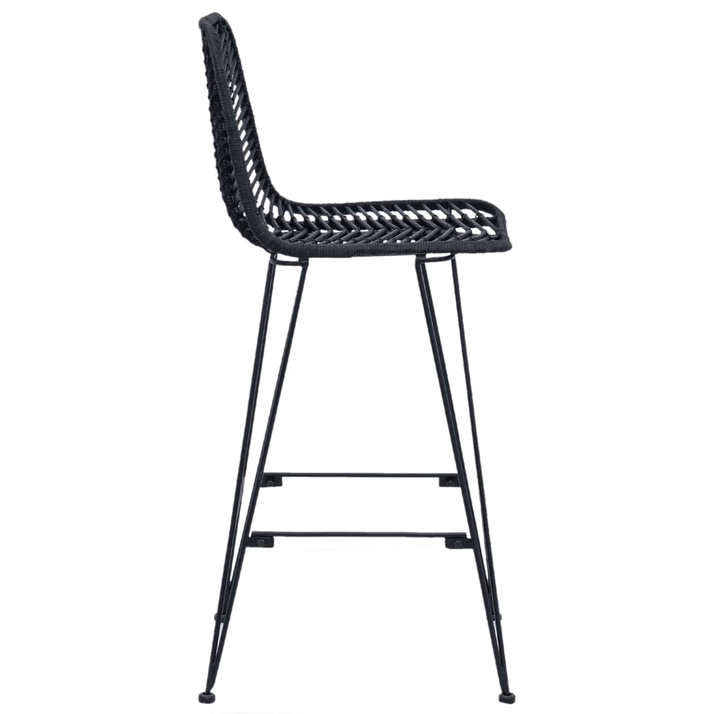 Barstol 2 stk. Sort 44 x 53 x 111 cm Rattan og Jern