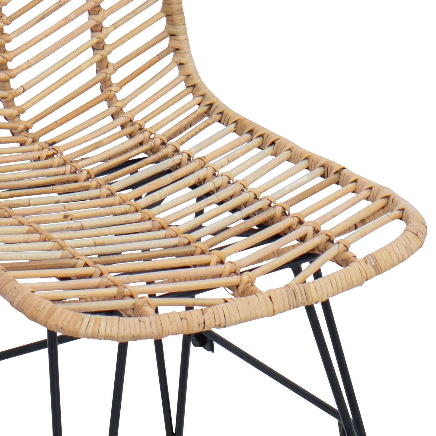 Spisestuestol 2 stk. Rattan og Jern Naturfarvet