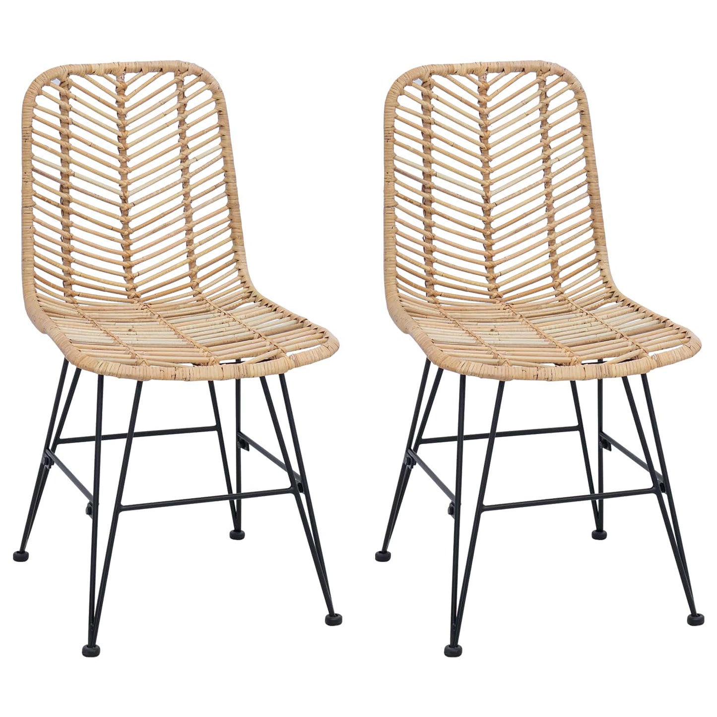 Spisestuestol 2 stk. Rattan og Jern Naturfarvet