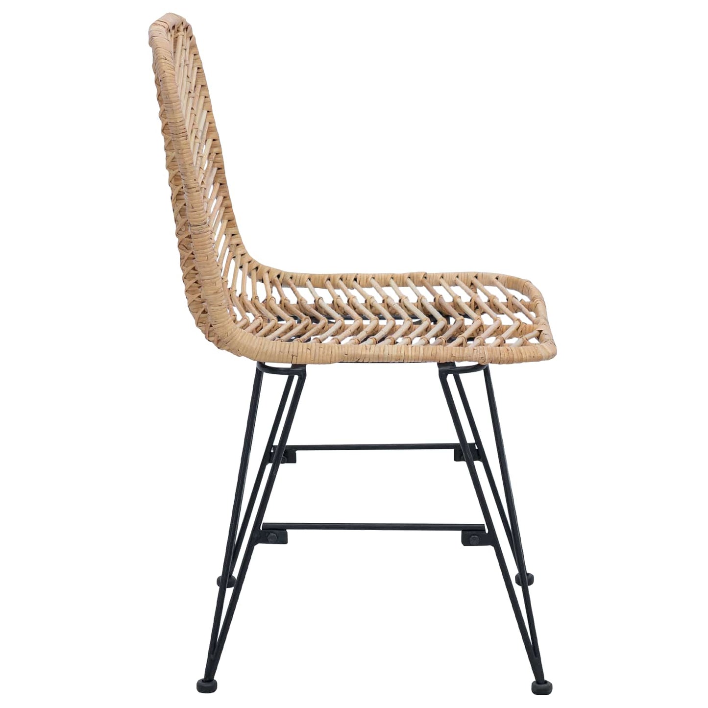 Spisestuestol 2 stk. Rattan og Jern Naturfarvet