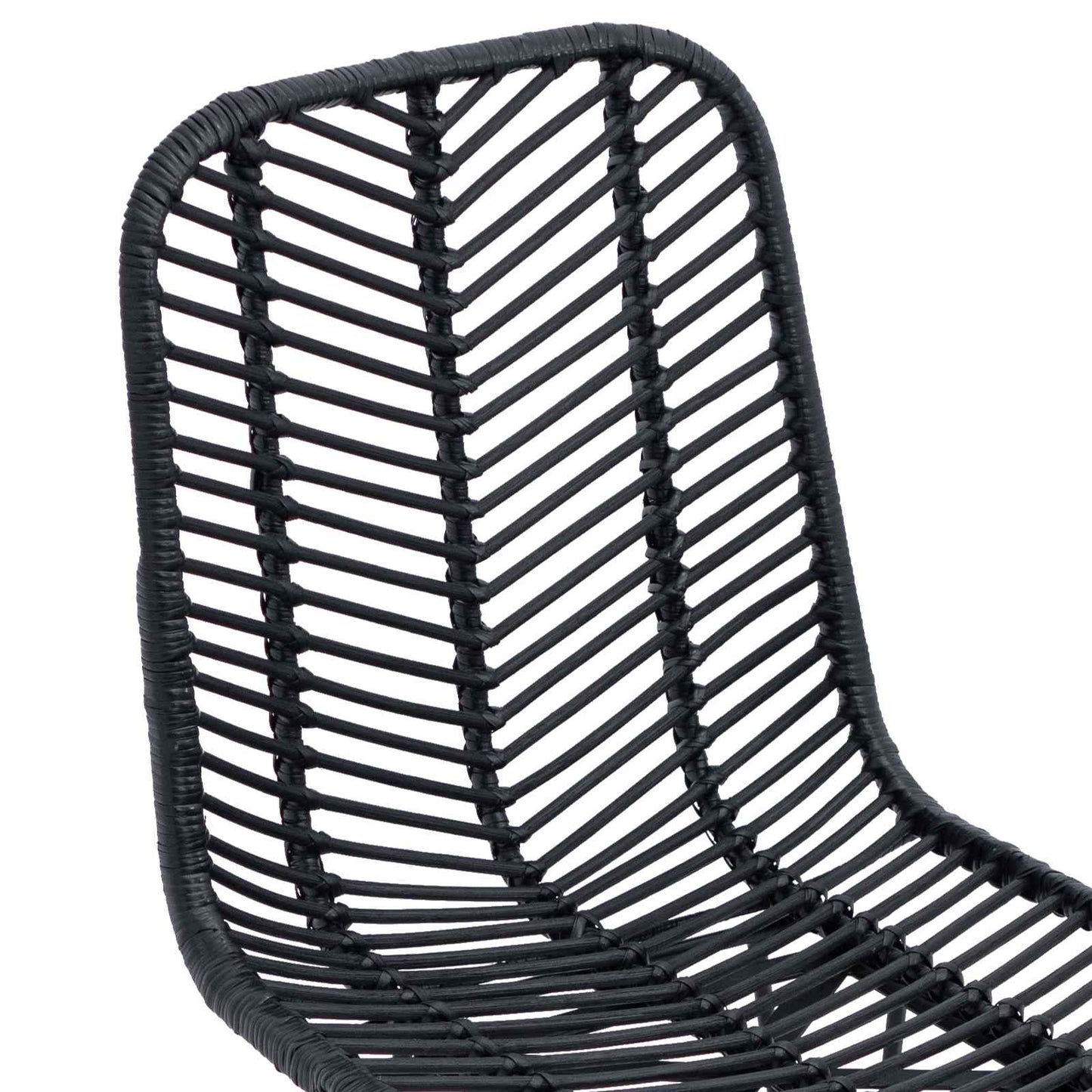 Spisestuestol 2 stk. Rattan og Jern Sort 44 x 54,5 x 85 cm