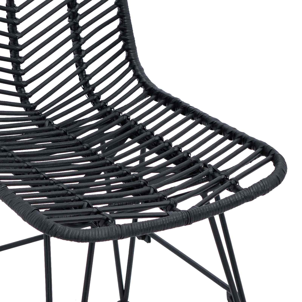 Spisestuestol 2 stk. Rattan og Jern Sort 44 x 54,5 x 85 cm