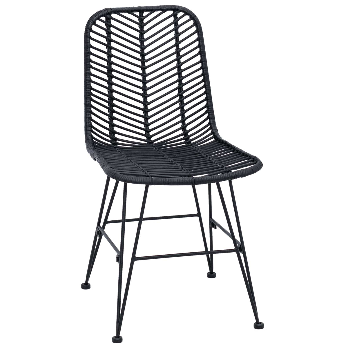 Spisestuestol 2 stk. Rattan og Jern Sort 44 x 54,5 x 85 cm