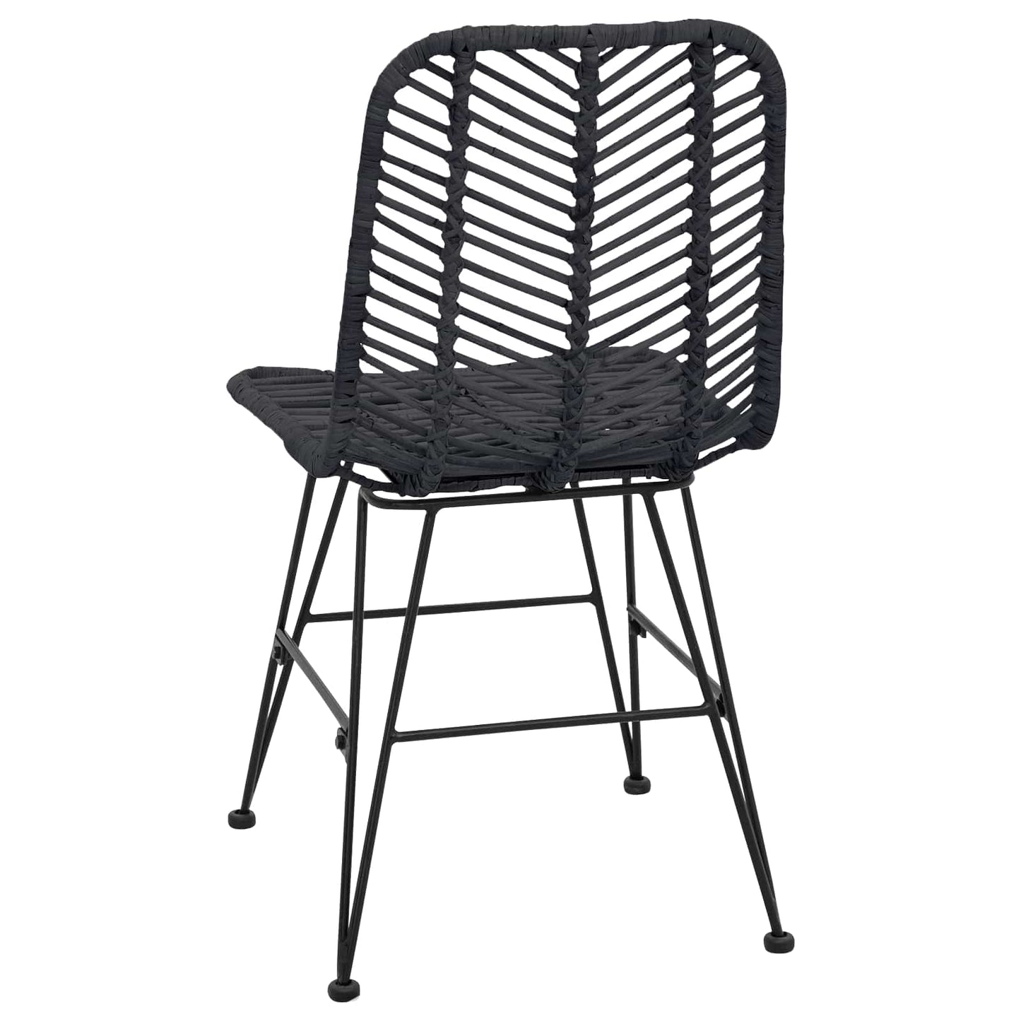 Spisestuestol 2 stk. Rattan og Jern Sort 44 x 54,5 x 85 cm