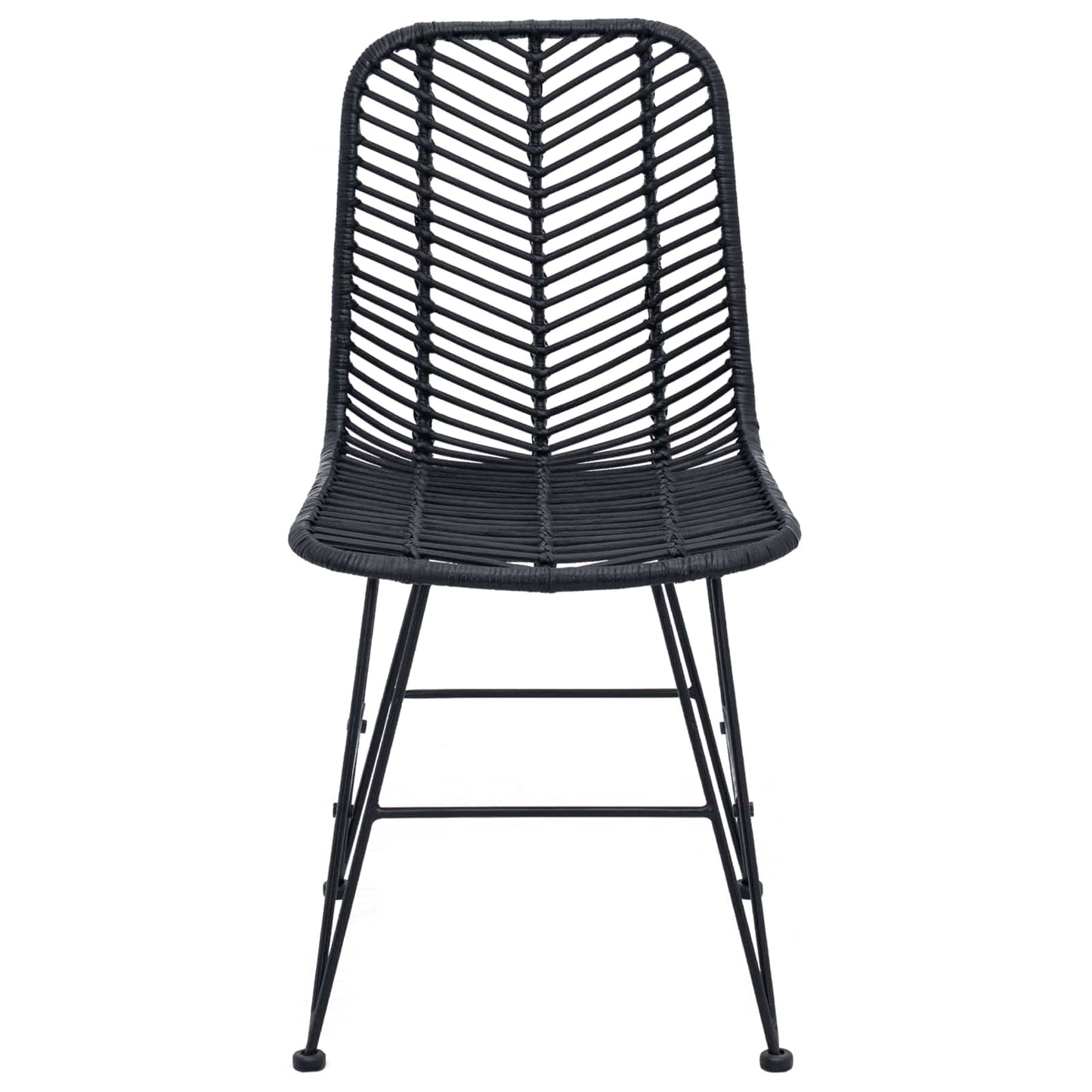 Spisestuestol 2 stk. Rattan og Jern Sort 44 x 54,5 x 85 cm
