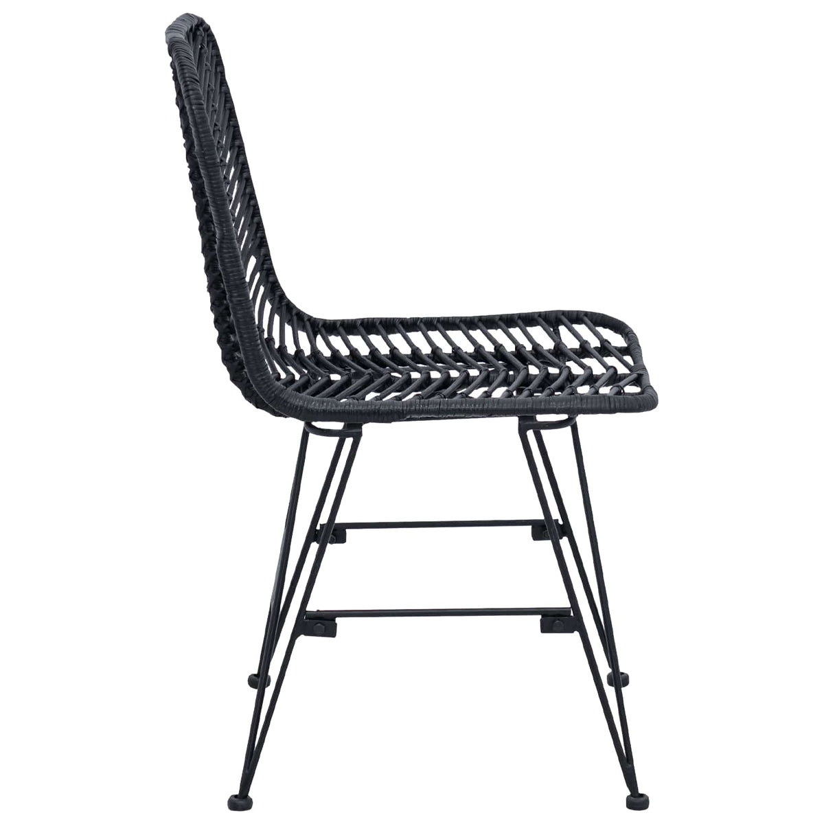 Spisestuestol 2 stk. Rattan og Jern Sort 44 x 54,5 x 85 cm