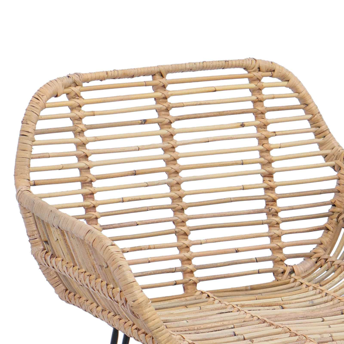 Barstol 2 stk. Naturfarvet 55 x 52 x 105 cm Rattan og Jern