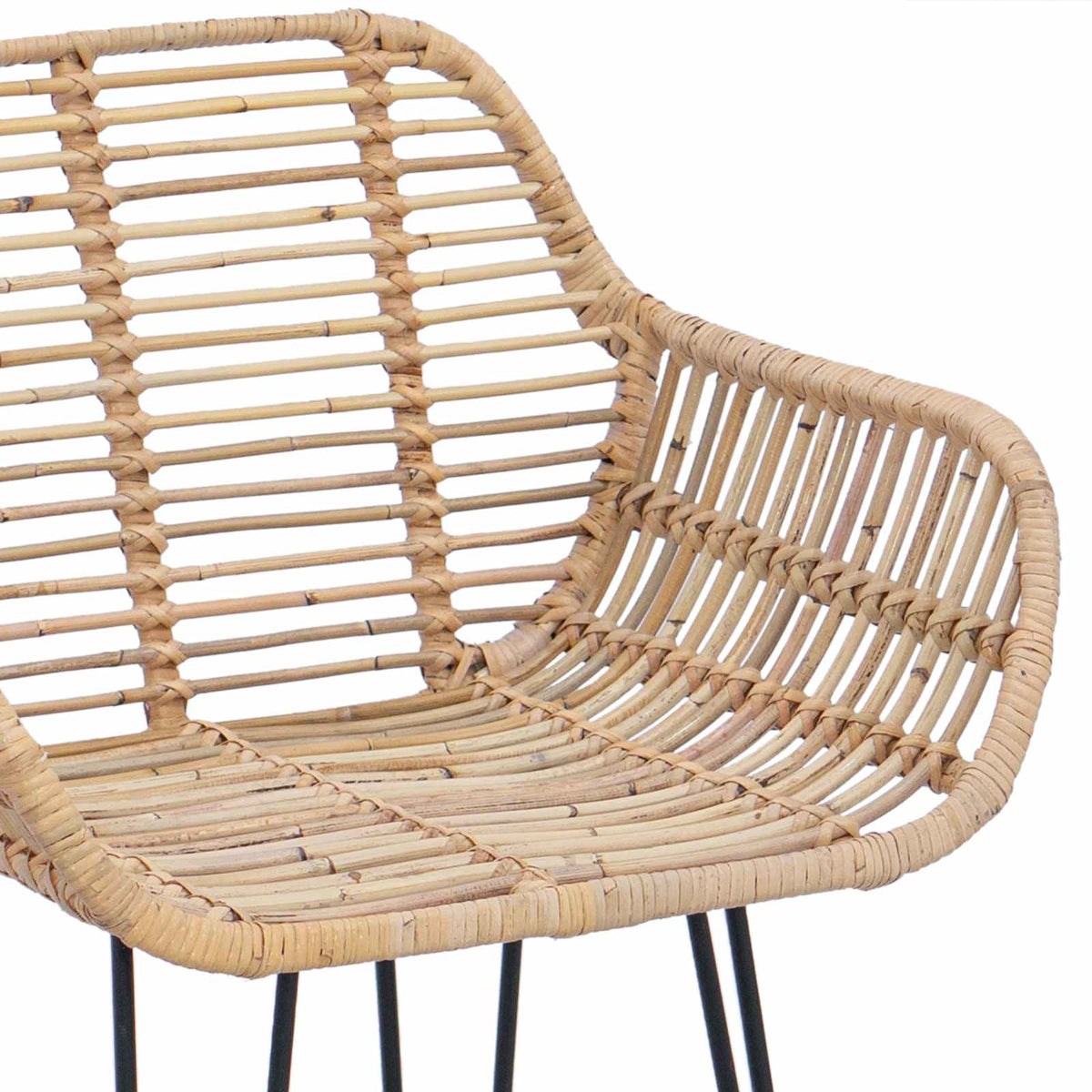 Barstol 2 stk. Naturfarvet 55 x 52 x 105 cm Rattan og Jern