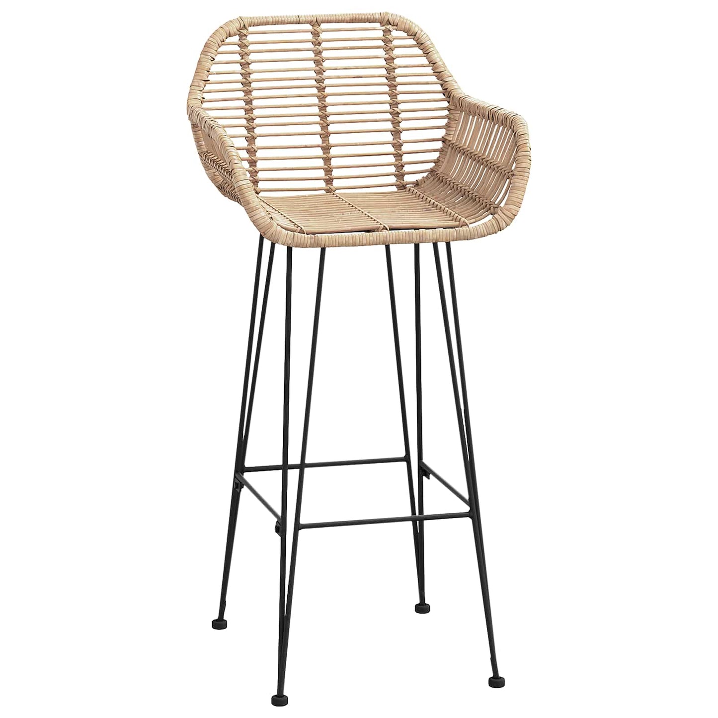 Barstol 2 stk. Naturfarvet 55 x 52 x 105 cm Rattan og Jern