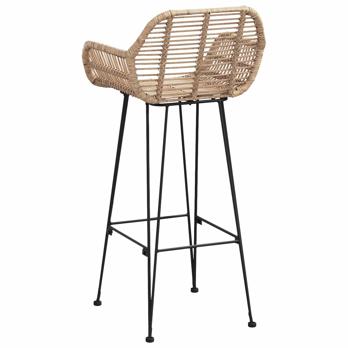 Barstol 2 stk. Naturfarvet 55 x 52 x 105 cm Rattan og Jern
