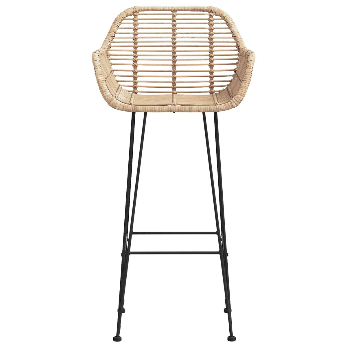 Barstol 2 stk. Naturfarvet 55 x 52 x 105 cm Rattan og Jern