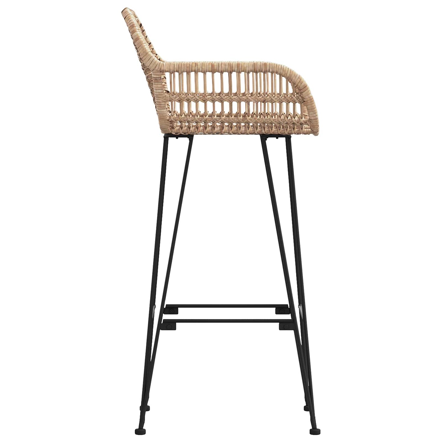 Barstol 2 stk. Naturfarvet 55 x 52 x 105 cm Rattan og Jern