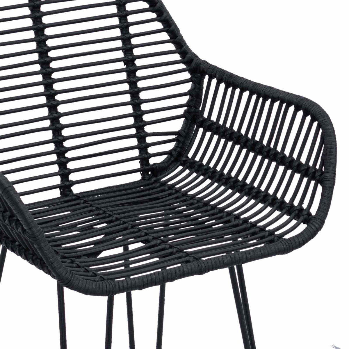 Barstol 2 stk. Sort 55 x 52 x 92 cm Rattan og Jern