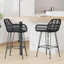 Barstol 2 stk. Sort 55 x 52 x 92 cm Rattan og Jern