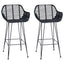 Barstol 2 stk. Sort 55 x 52 x 92 cm Rattan og Jern