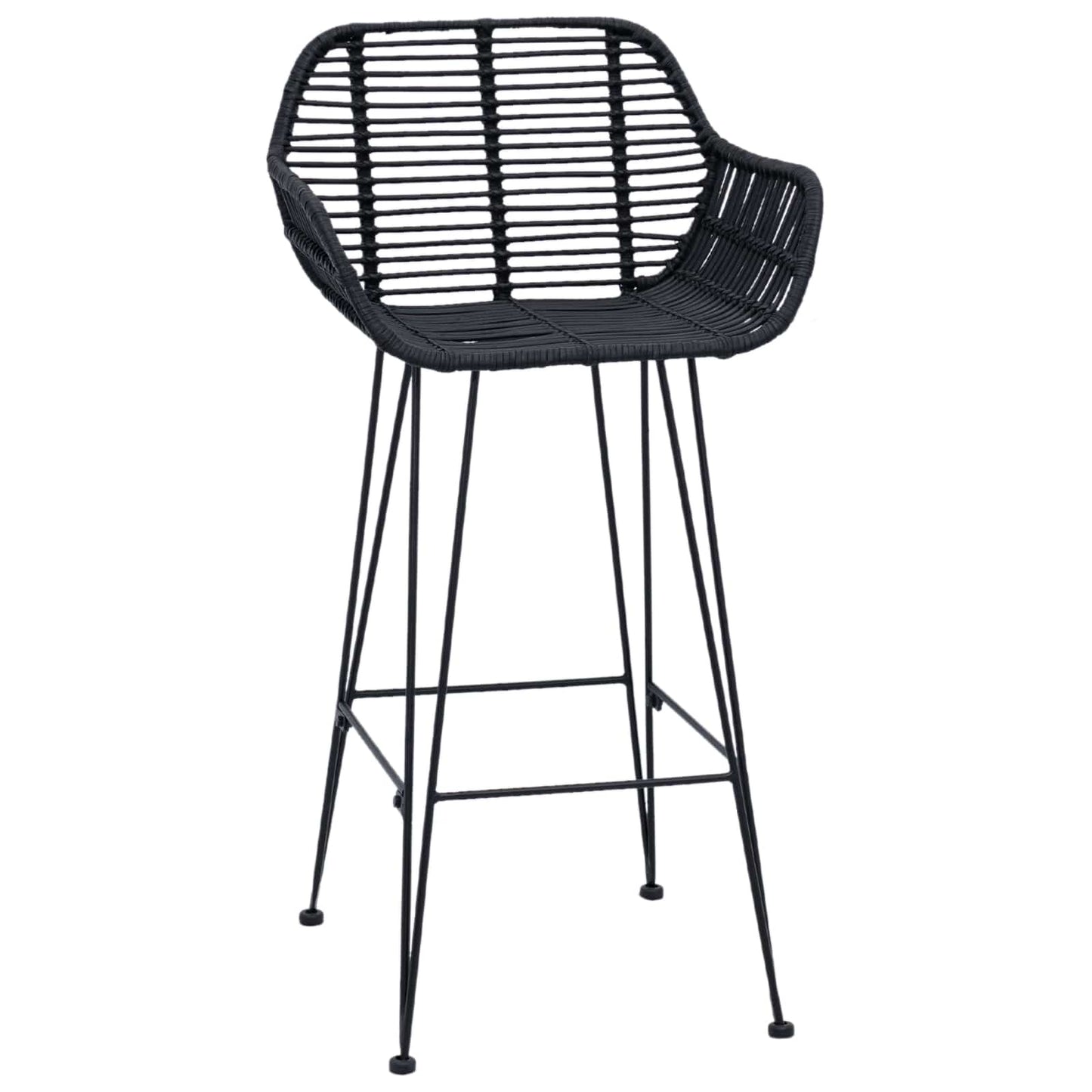 Barstol 2 stk. Sort 55 x 52 x 92 cm Rattan og Jern