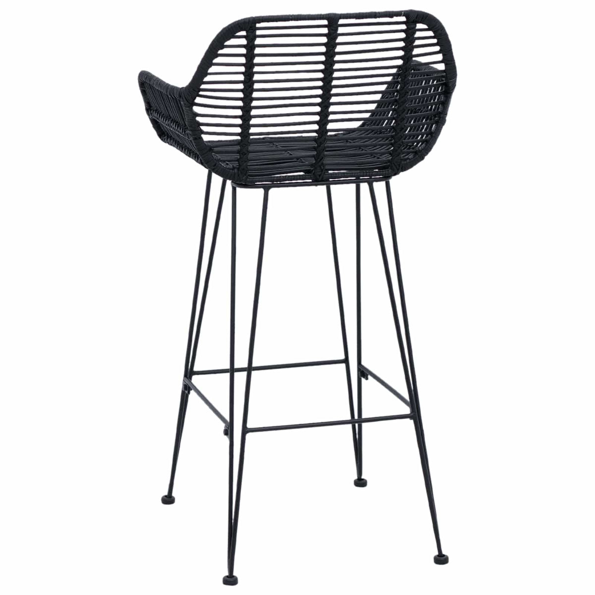 Barstol 2 stk. Sort 55 x 52 x 92 cm Rattan og Jern