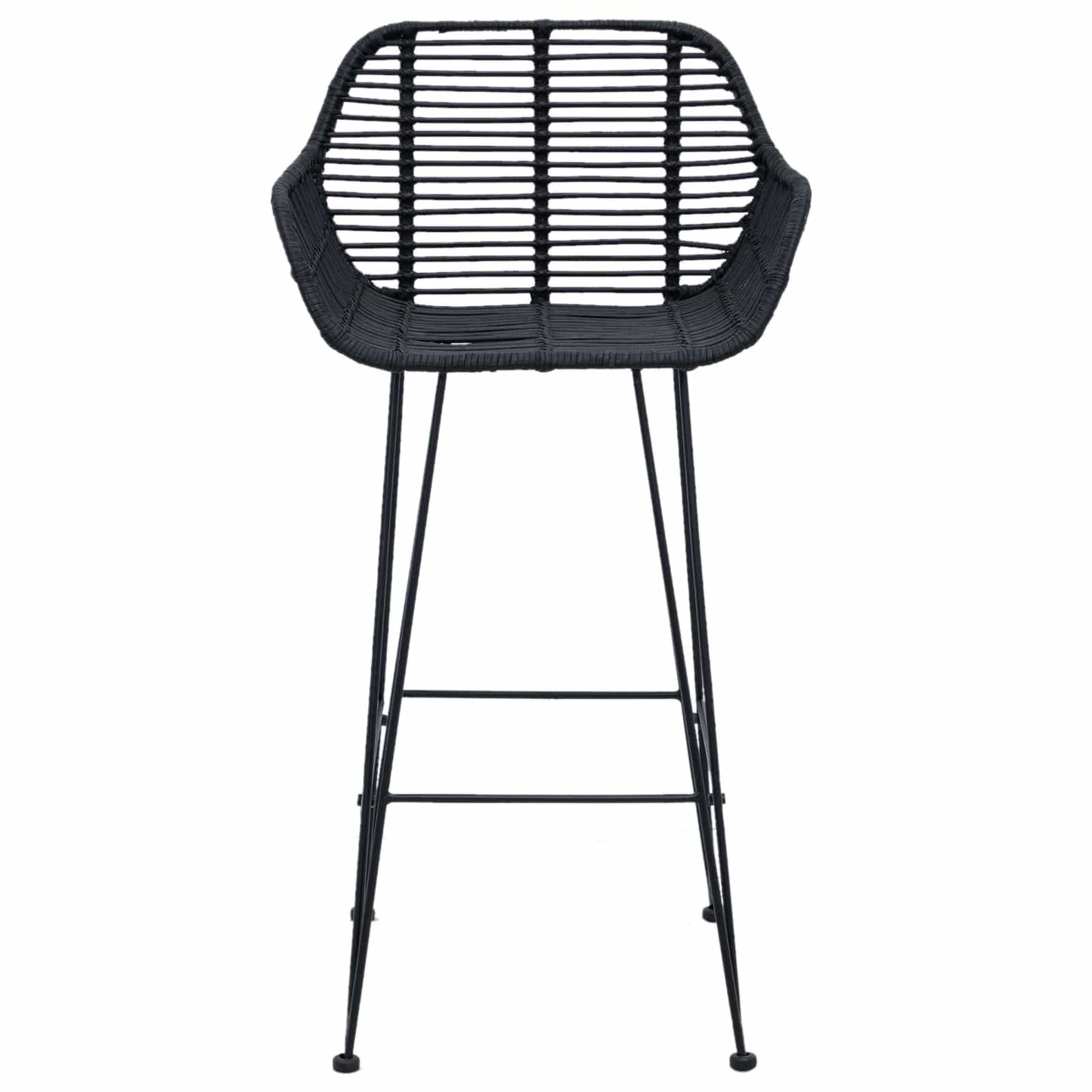 Barstol 2 stk. Sort 55 x 52 x 92 cm Rattan og Jern