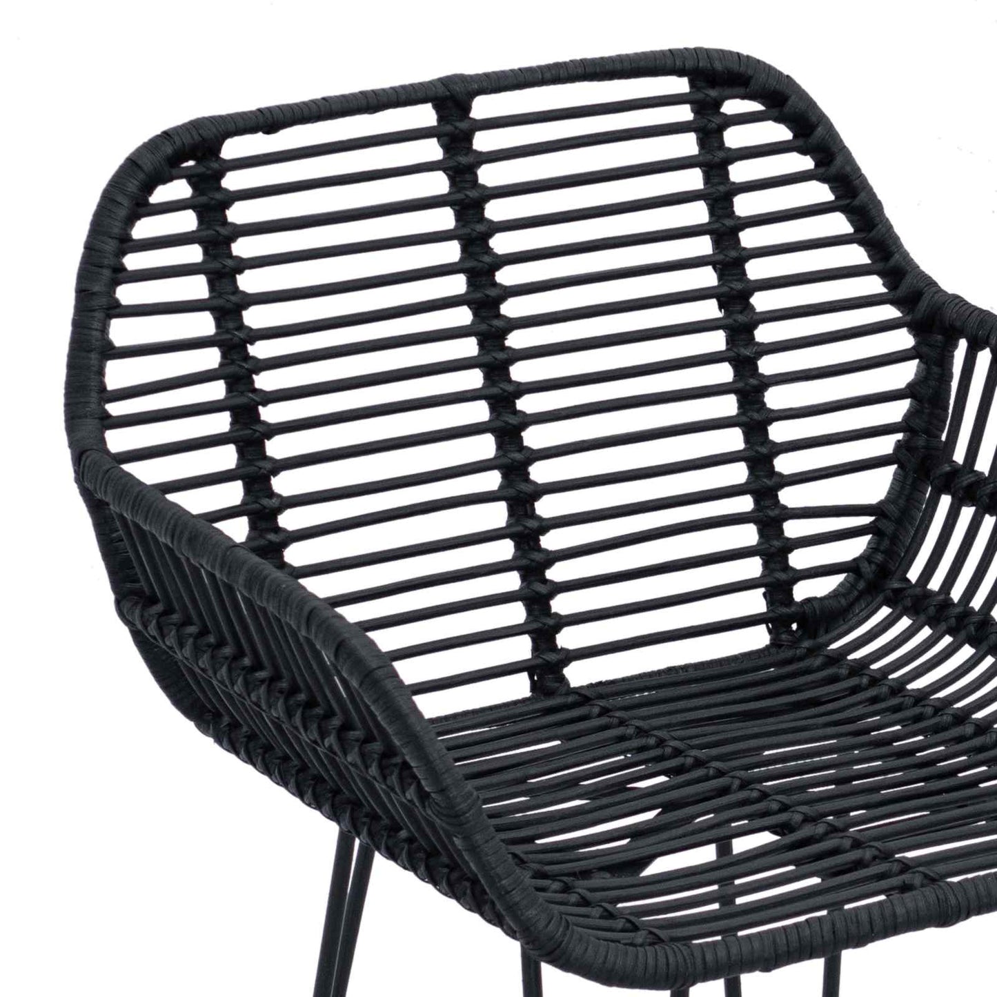 Barstol 2 stk. Sort 55 x 52 x 105 cm Rattan og Jern