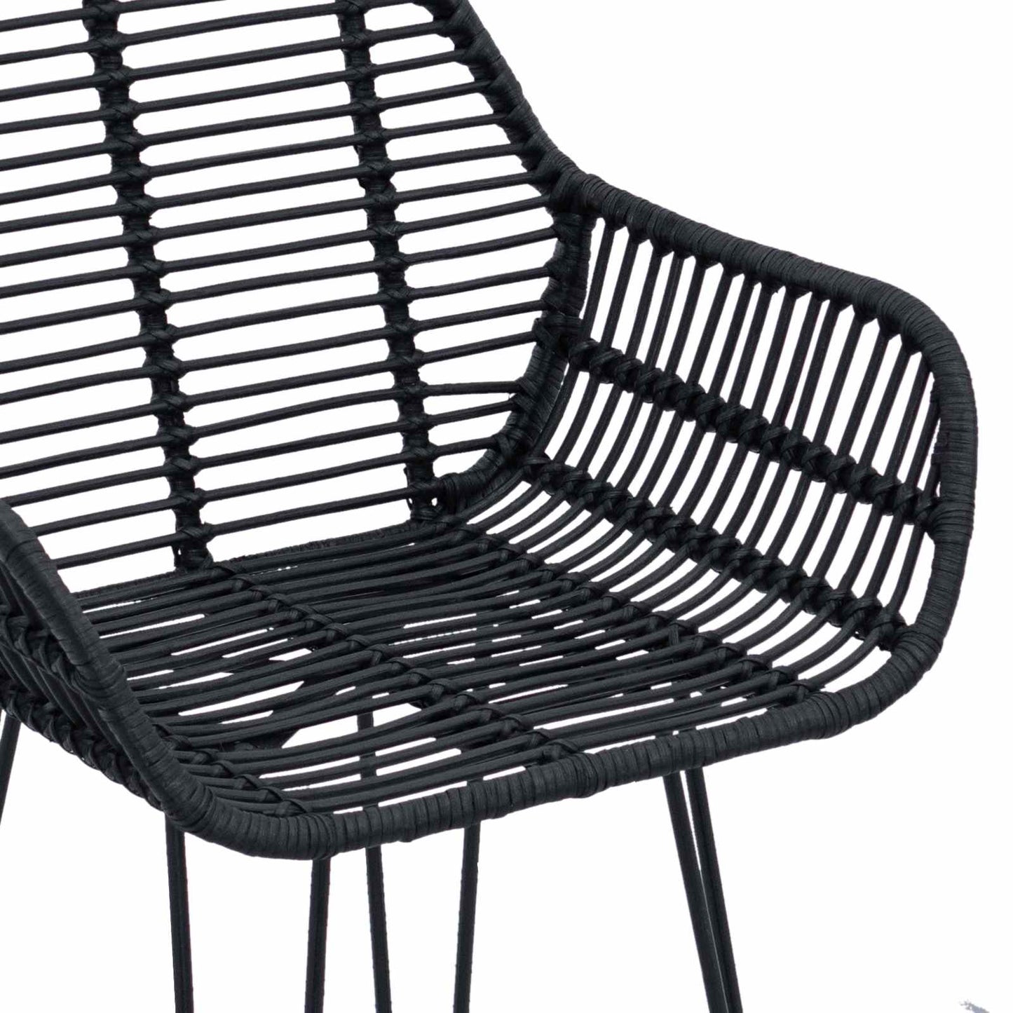 Barstol 2 stk. Sort 55 x 52 x 105 cm Rattan og Jern