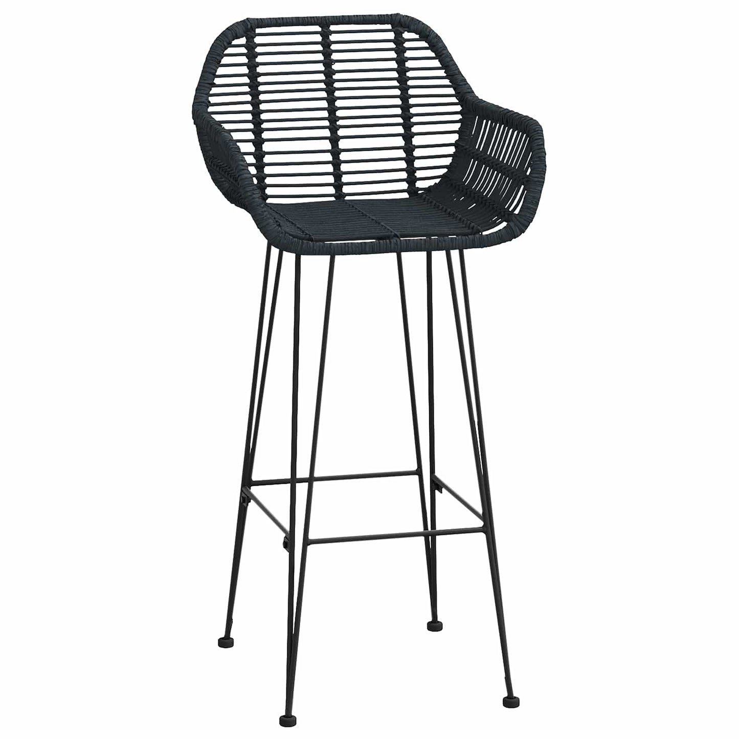 Barstol 2 stk. Sort 55 x 52 x 105 cm Rattan og Jern