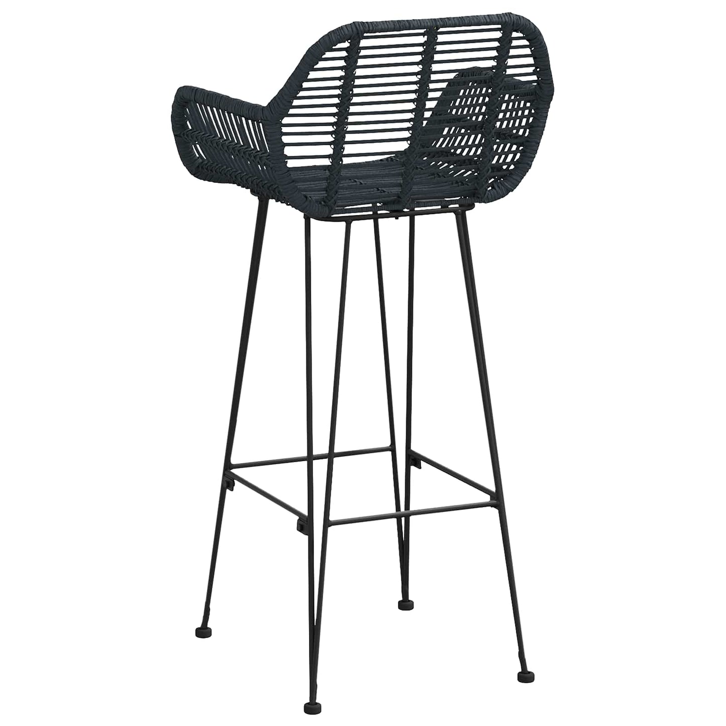 Barstol 2 stk. Sort 55 x 52 x 105 cm Rattan og Jern