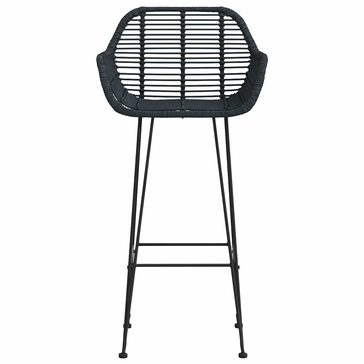 Barstol 2 stk. Sort 55 x 52 x 105 cm Rattan og Jern