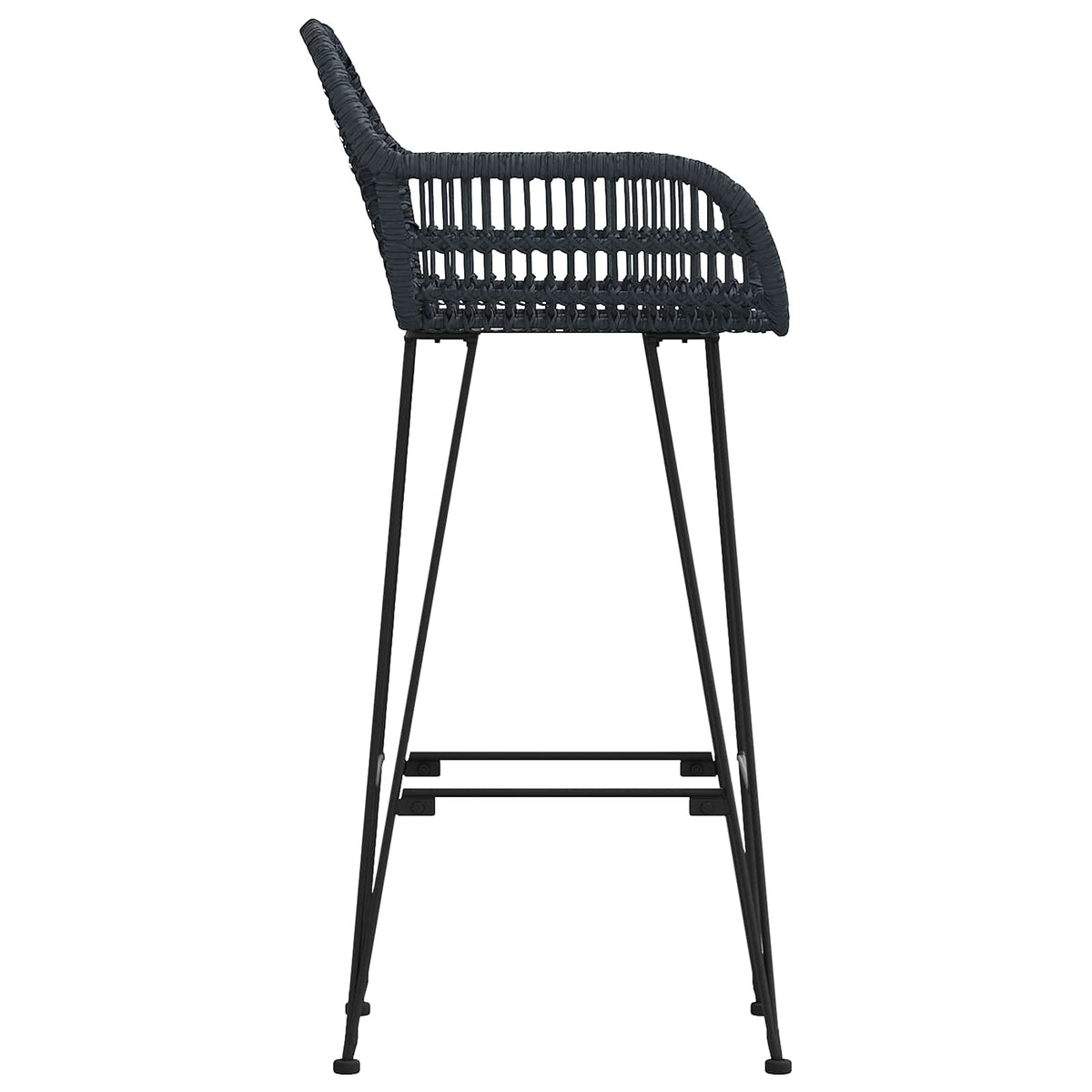 Barstol 2 stk. Sort 55 x 52 x 105 cm Rattan og Jern
