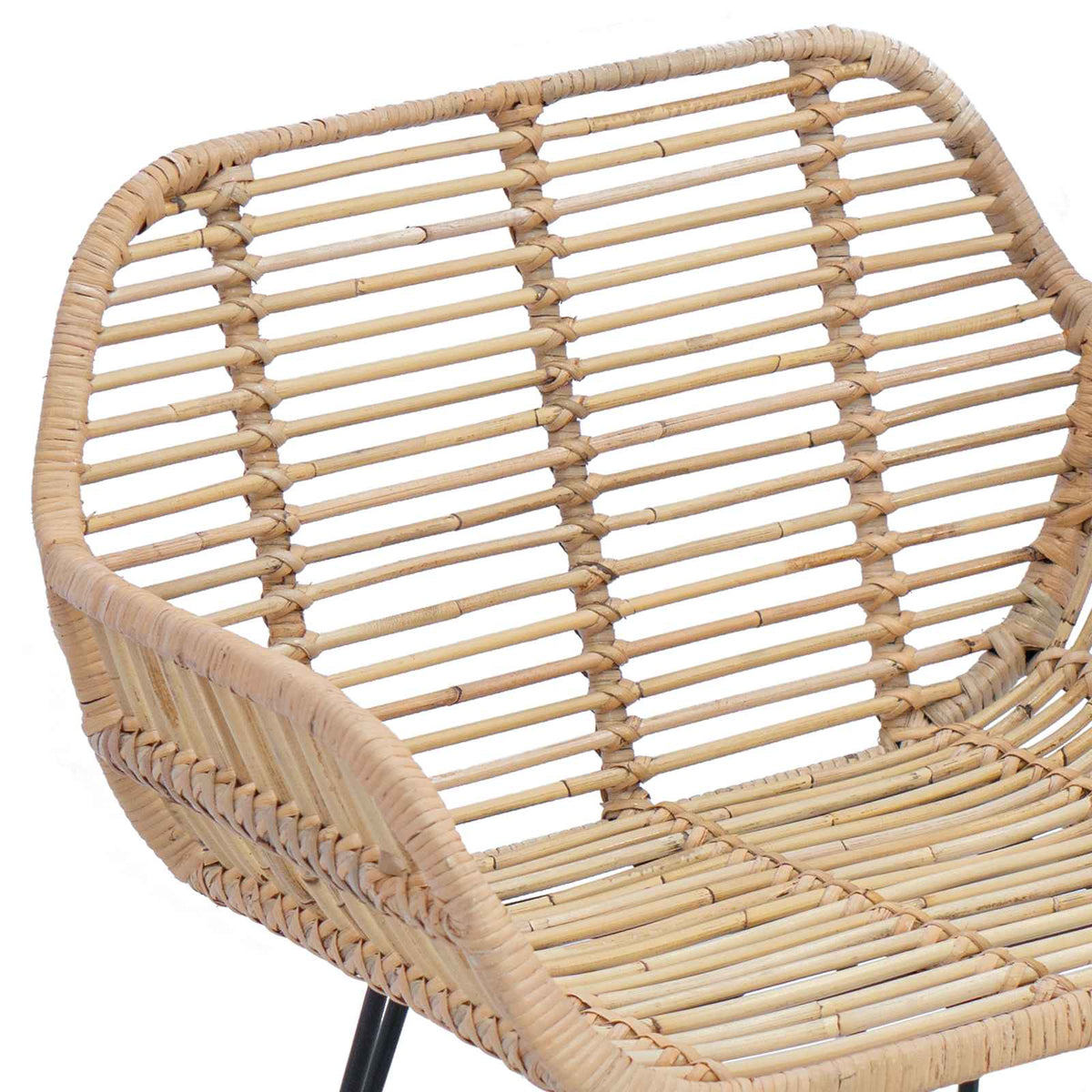 Spisestuestol 2 stk. Rattan og Jern Naturfarvet 55 x 50 x 74 cm