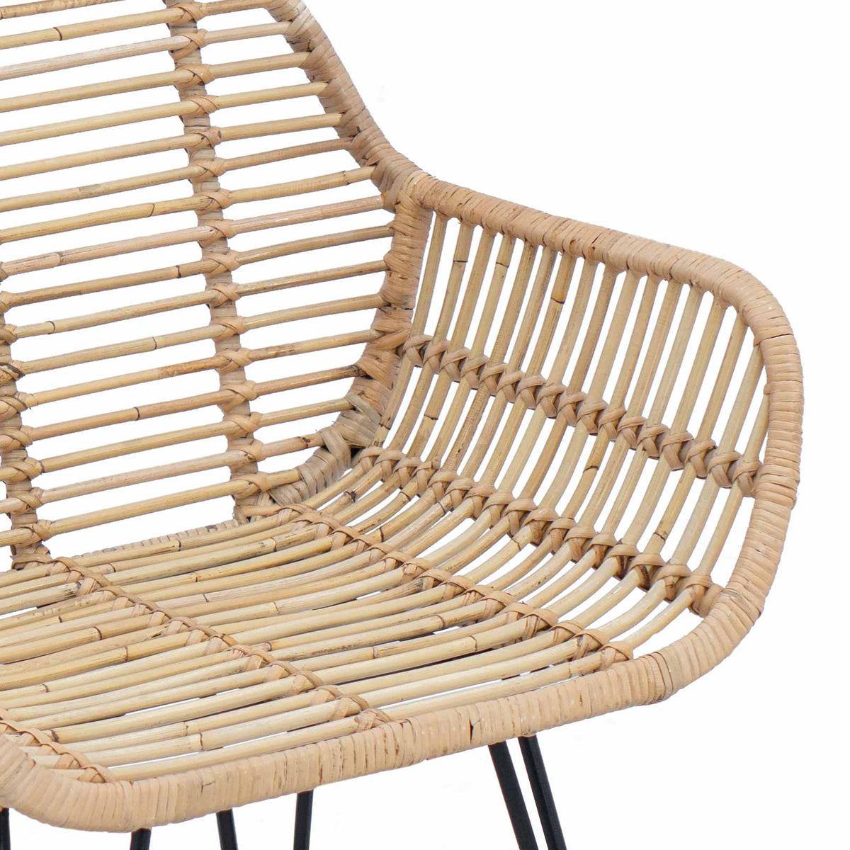 Spisestuestol 2 stk. Rattan og Jern Naturfarvet 55 x 50 x 74 cm