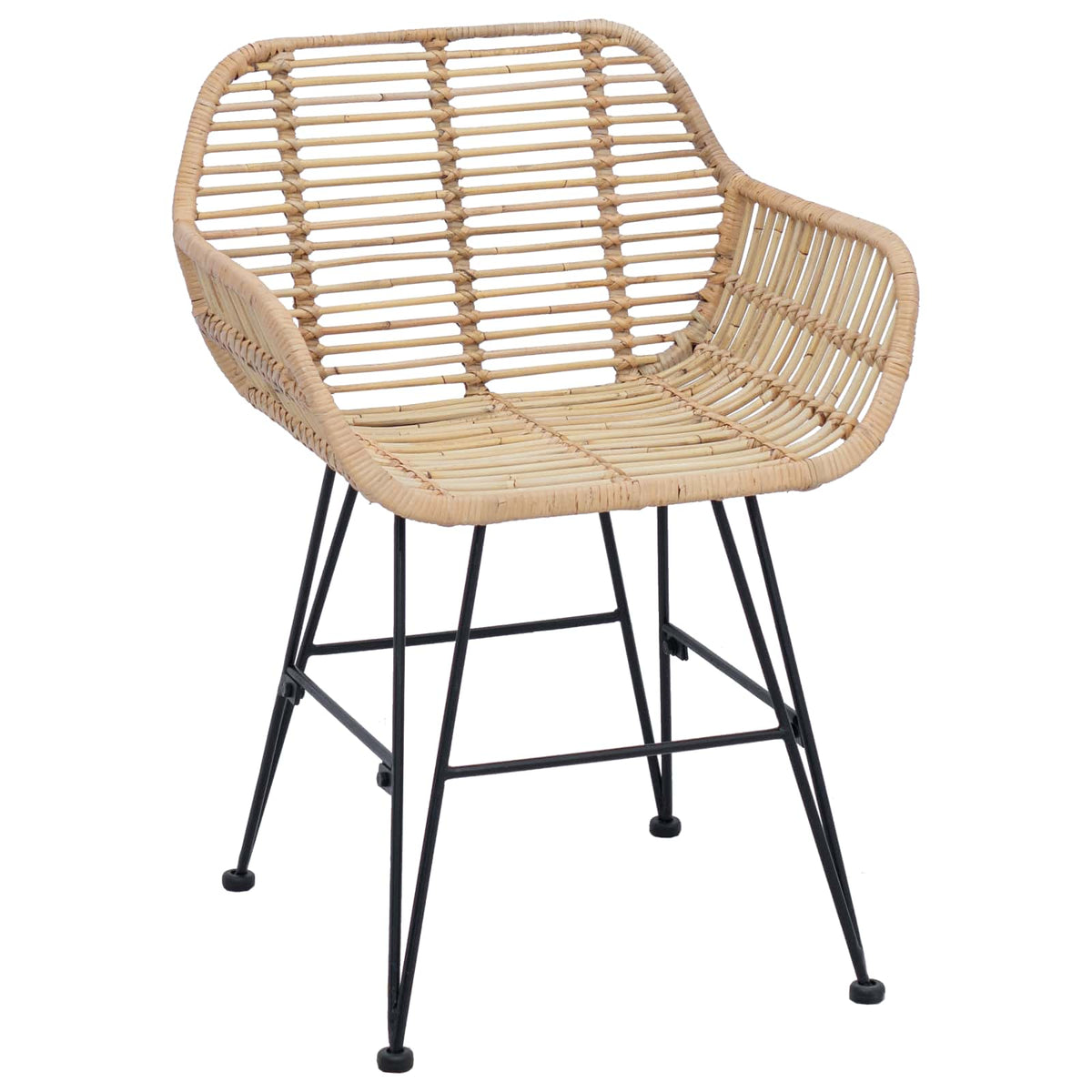 Spisestuestol 2 stk. Rattan og Jern Naturfarvet 55 x 50 x 74 cm