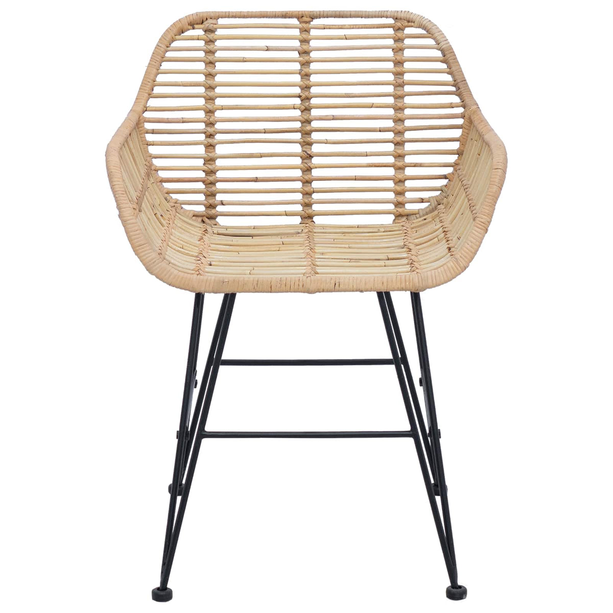 Spisestuestol 2 stk. Rattan og Jern Naturfarvet 55 x 50 x 74 cm