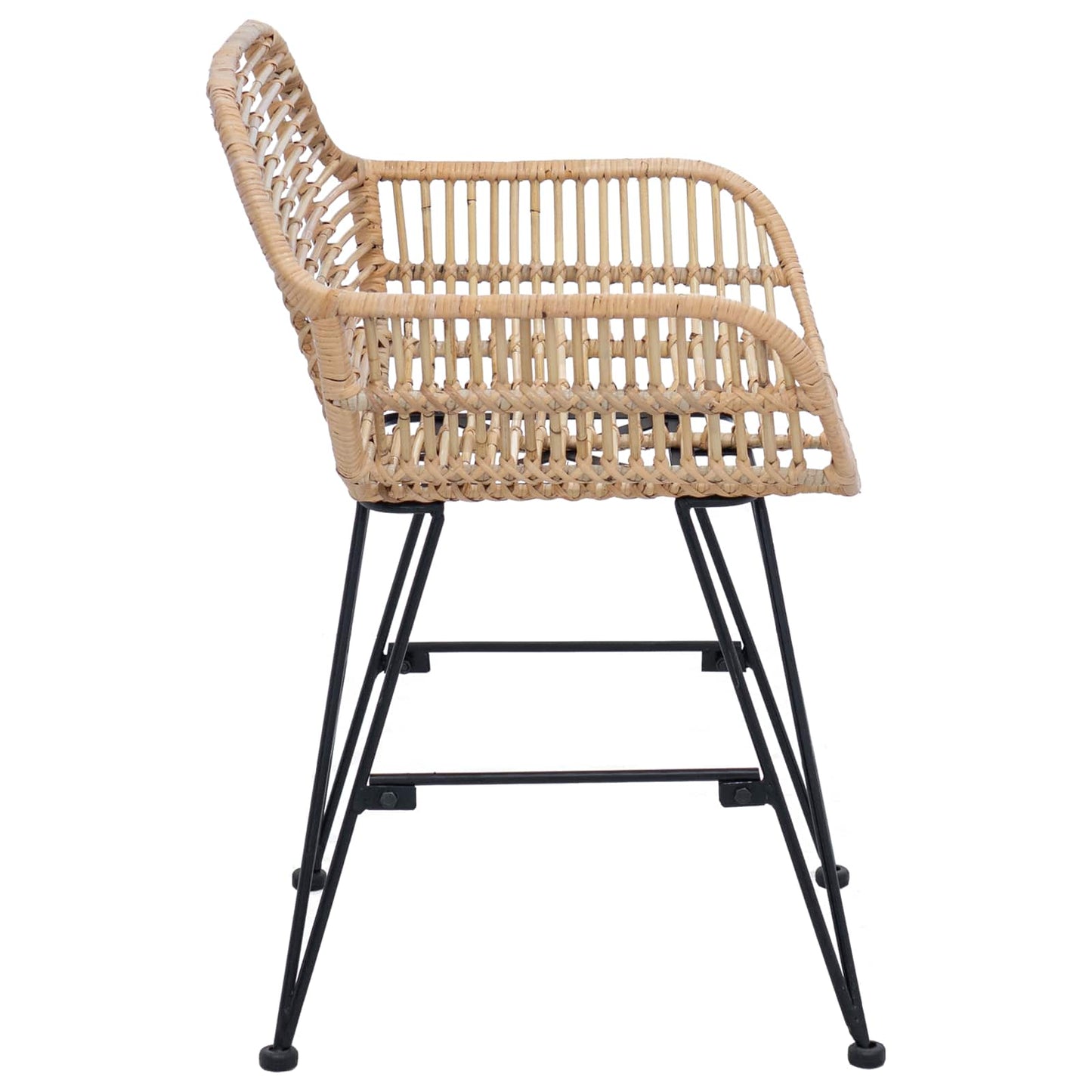Spisestuestol 2 stk. Rattan og Jern Naturfarvet 55 x 50 x 74 cm