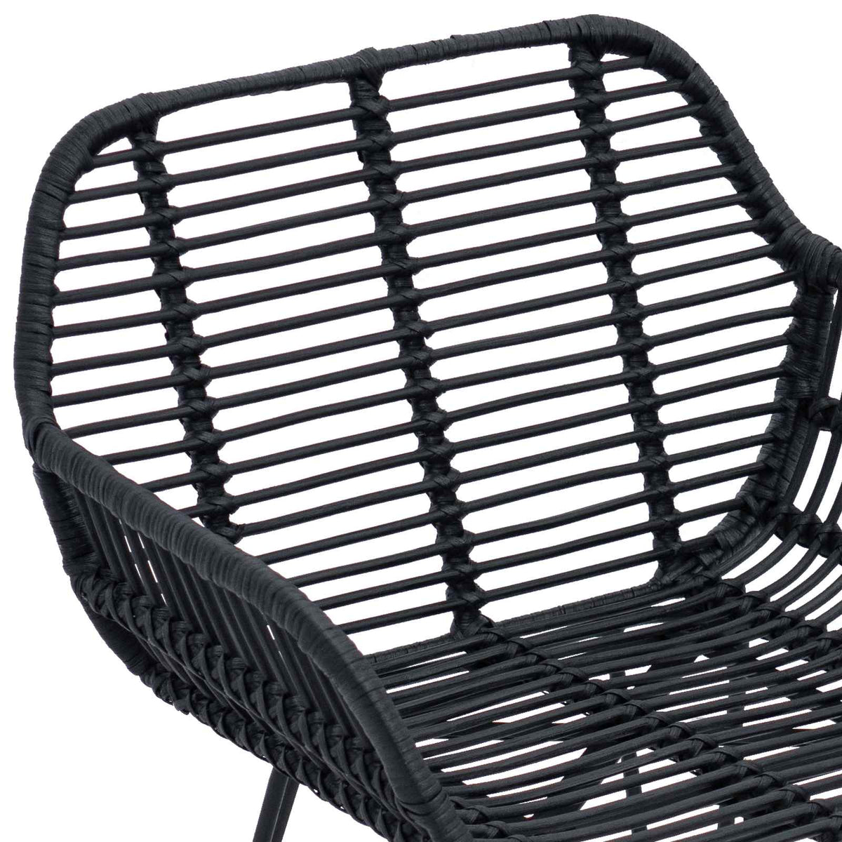 Spisestuestol 2 stk. Rattan og Jern Sort 55 x 50 x 74 cm