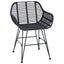 Spisestuestol 2 stk. Rattan og Jern Sort 55 x 50 x 74 cm