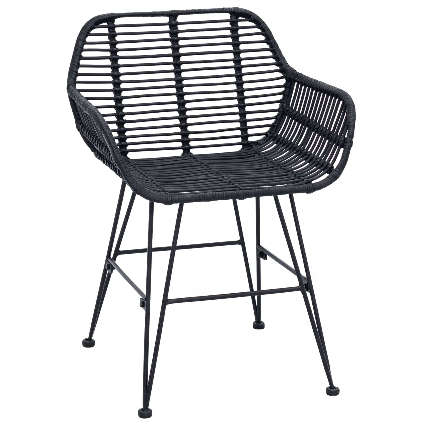 Spisestuestol 2 stk. Rattan og Jern Sort 55 x 50 x 74 cm