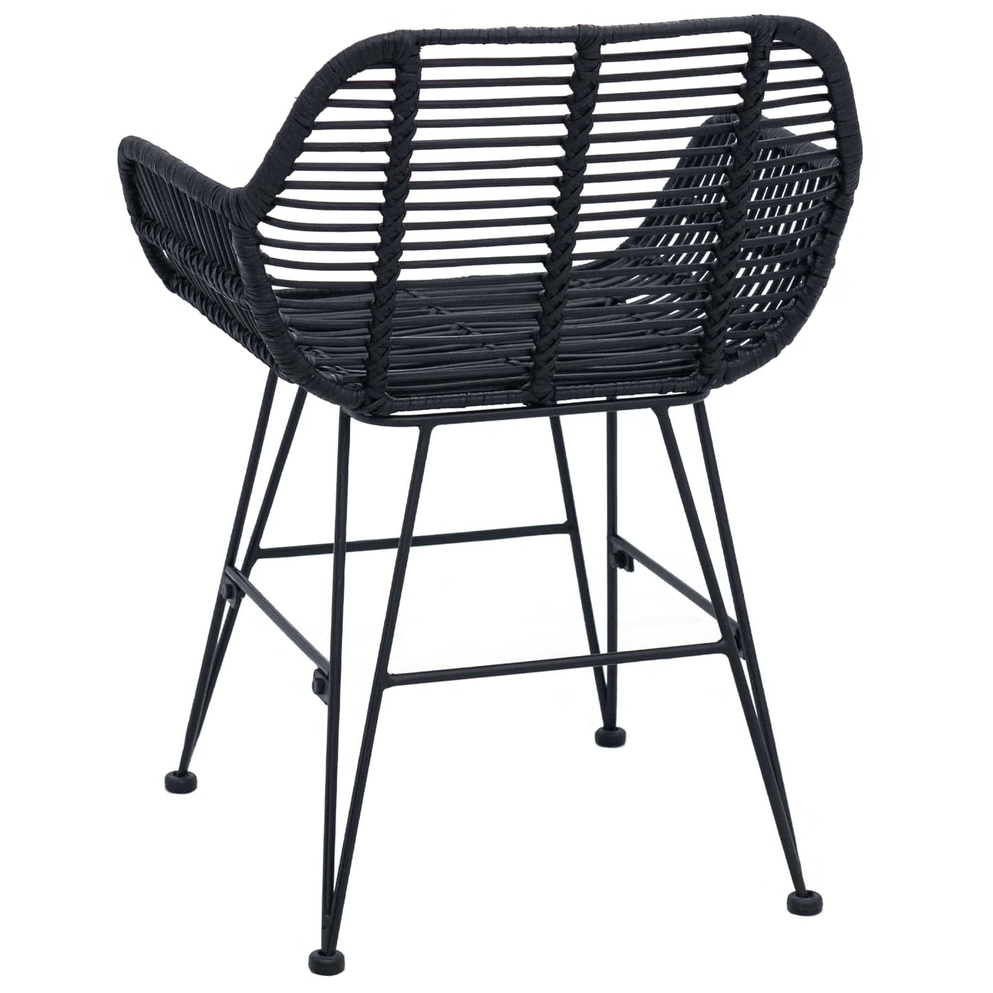 Spisestuestol 2 stk. Rattan og Jern Sort 55 x 50 x 74 cm
