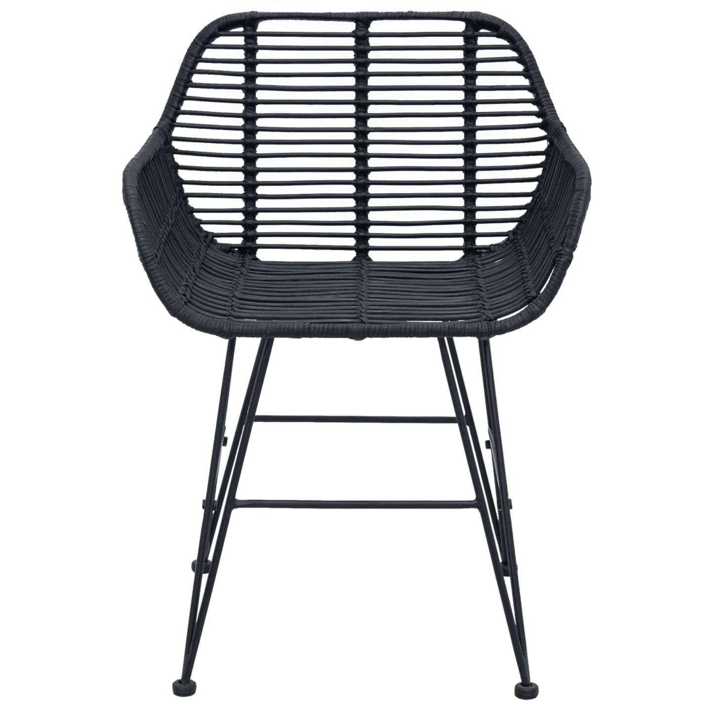 Spisestuestol 2 stk. Rattan og Jern Sort 55 x 50 x 74 cm