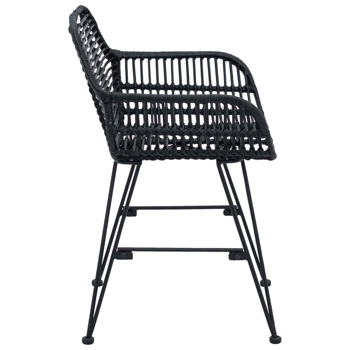 Spisestuestol 2 stk. Rattan og Jern Sort 55 x 50 x 74 cm