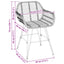 Spisestuestol 2 stk. Rattan og Jern Sort 55 x 50 x 74 cm