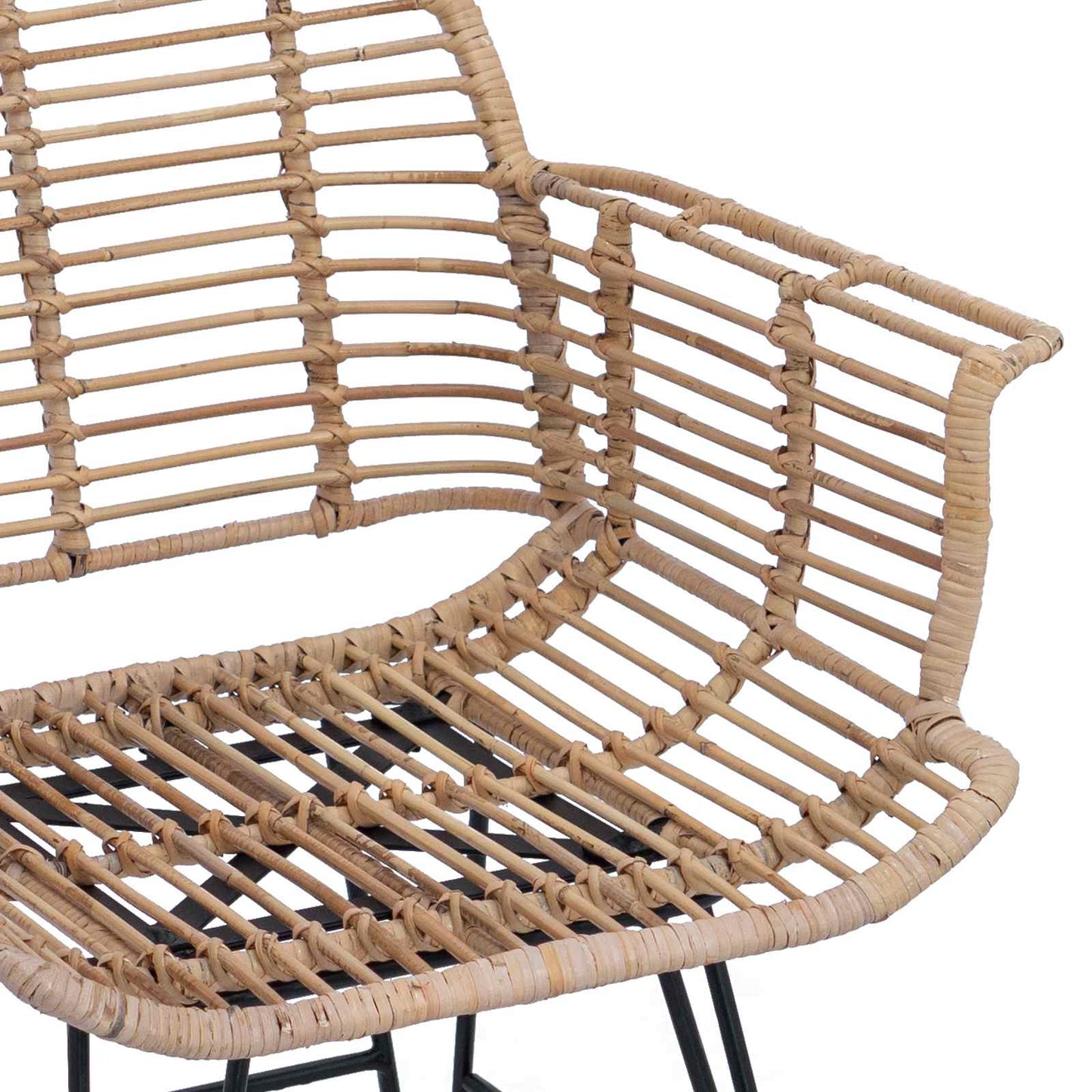 Spisestuestol 2 stk. Rattan og Jern Naturfarvet 57 x 55 x 85 cm