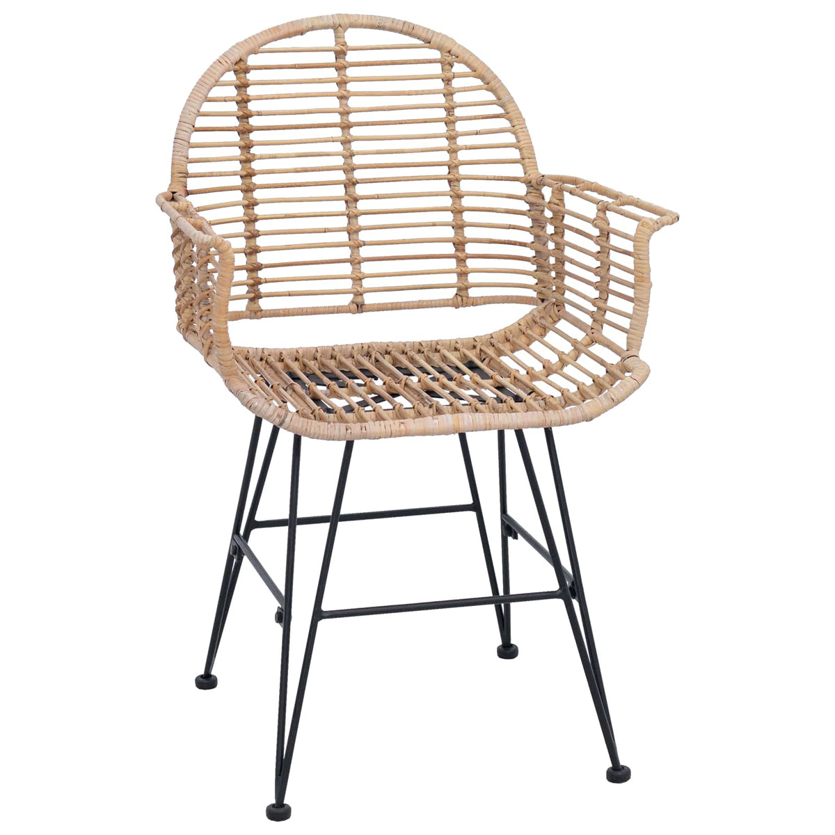 Spisestuestol 2 stk. Rattan og Jern Naturfarvet 57 x 55 x 85 cm