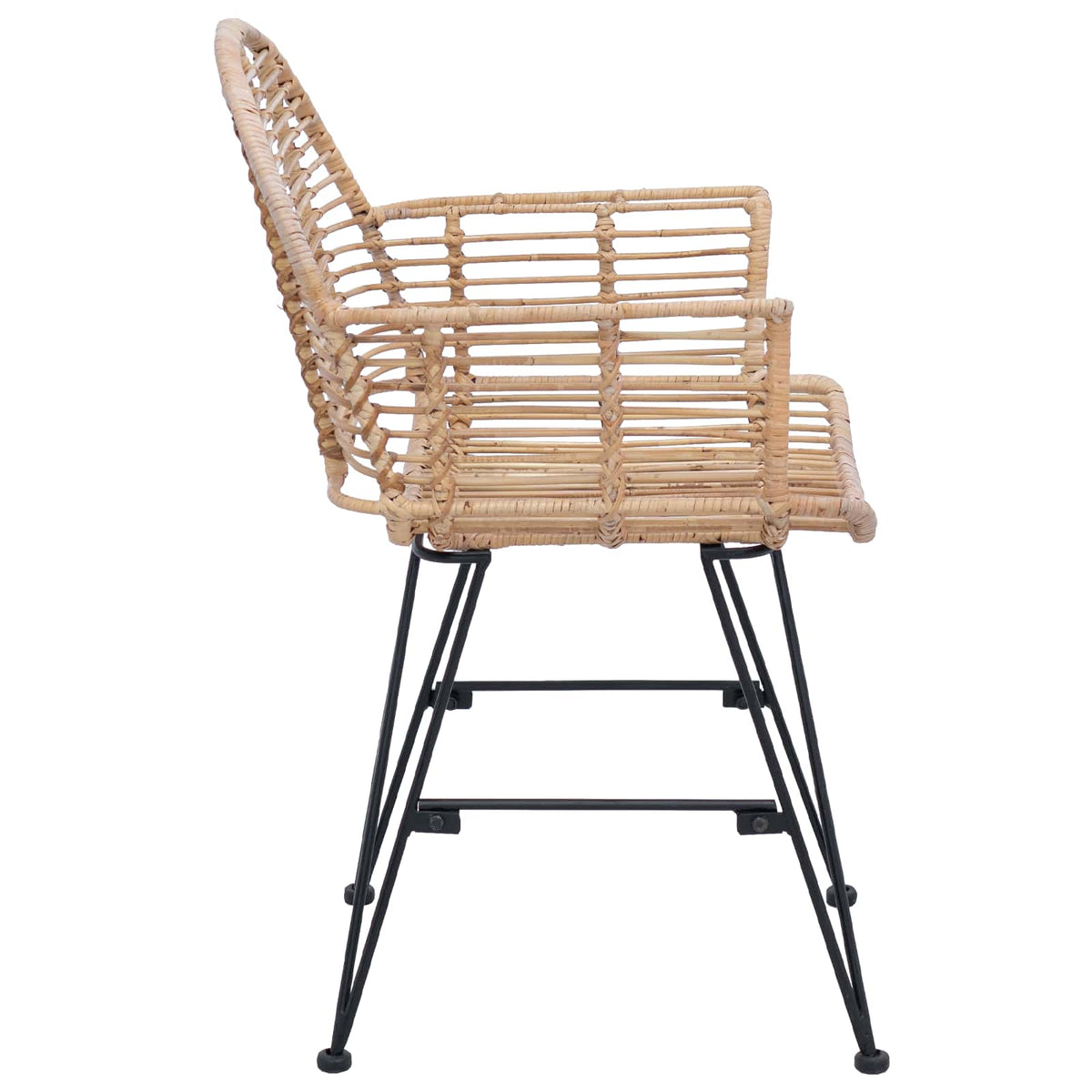 Spisestuestol 2 stk. Rattan og Jern Naturfarvet 57 x 55 x 85 cm