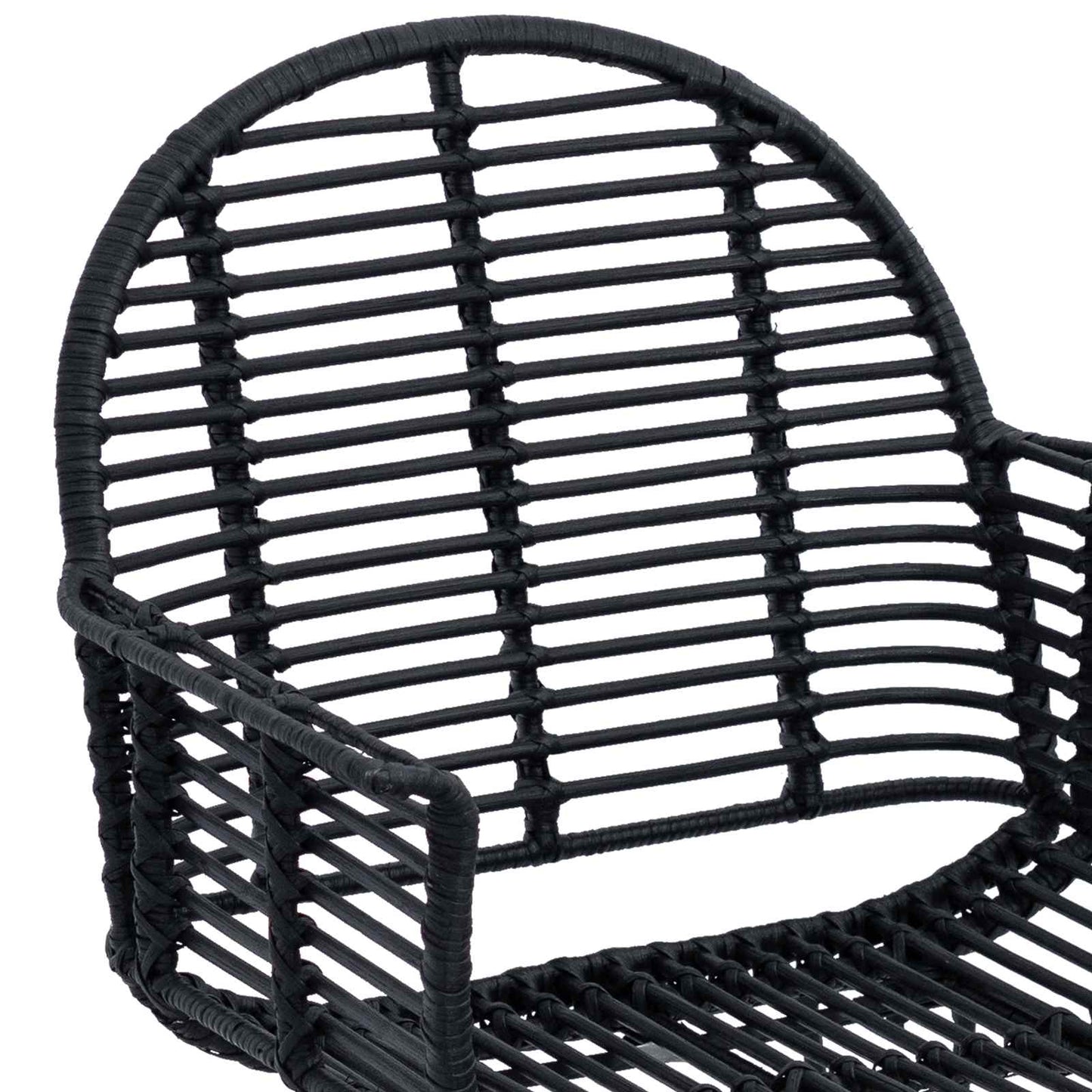 Spisestuestol 2 stk. Rattan og Jern Sort 57 x 55 x 85 cm