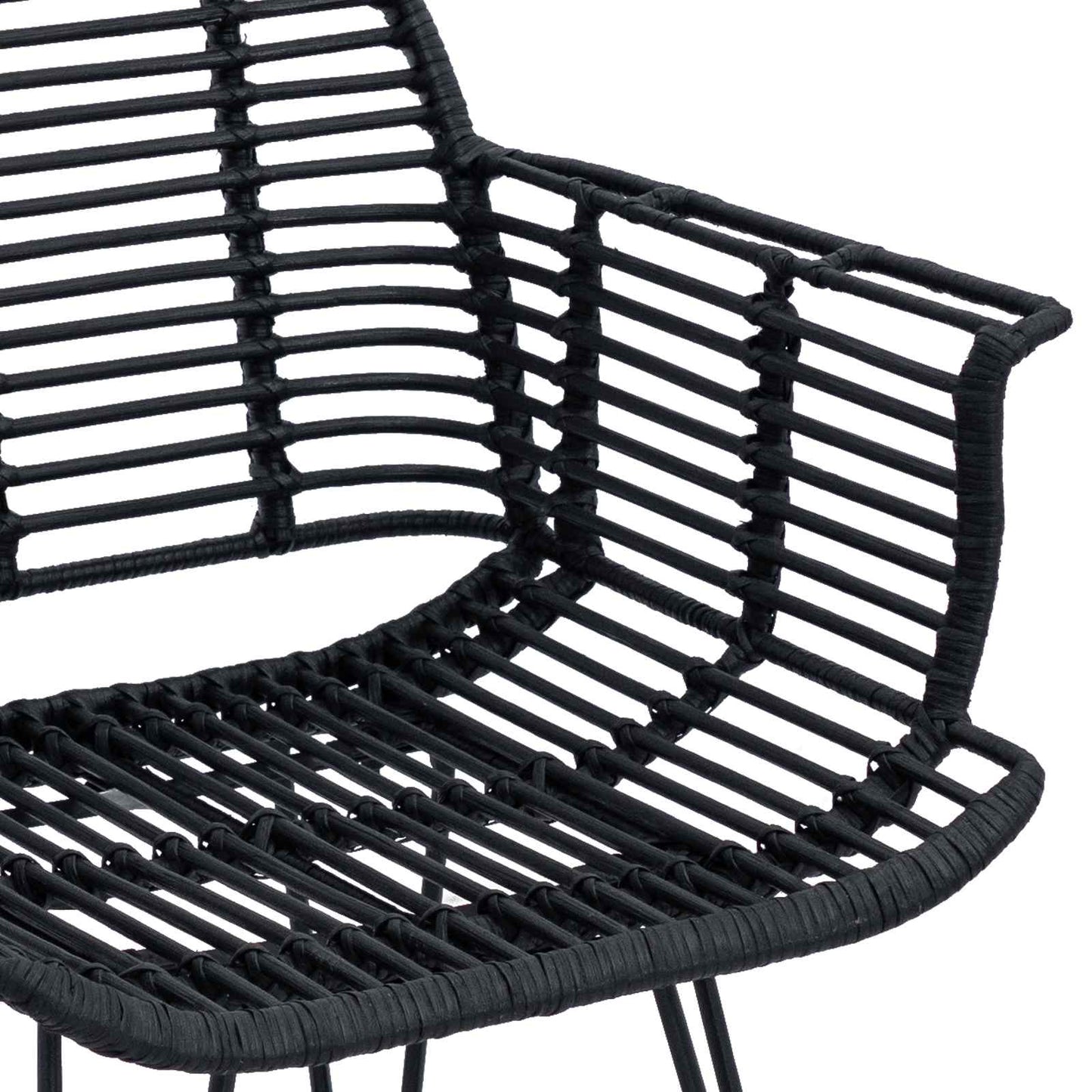 Spisestuestol 2 stk. Rattan og Jern Sort 57 x 55 x 85 cm